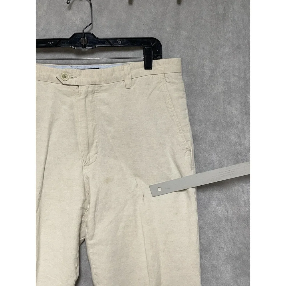 Banana Republic Pants Men's 34X31 Ivory Straight Linen Cotton Coastal Academia